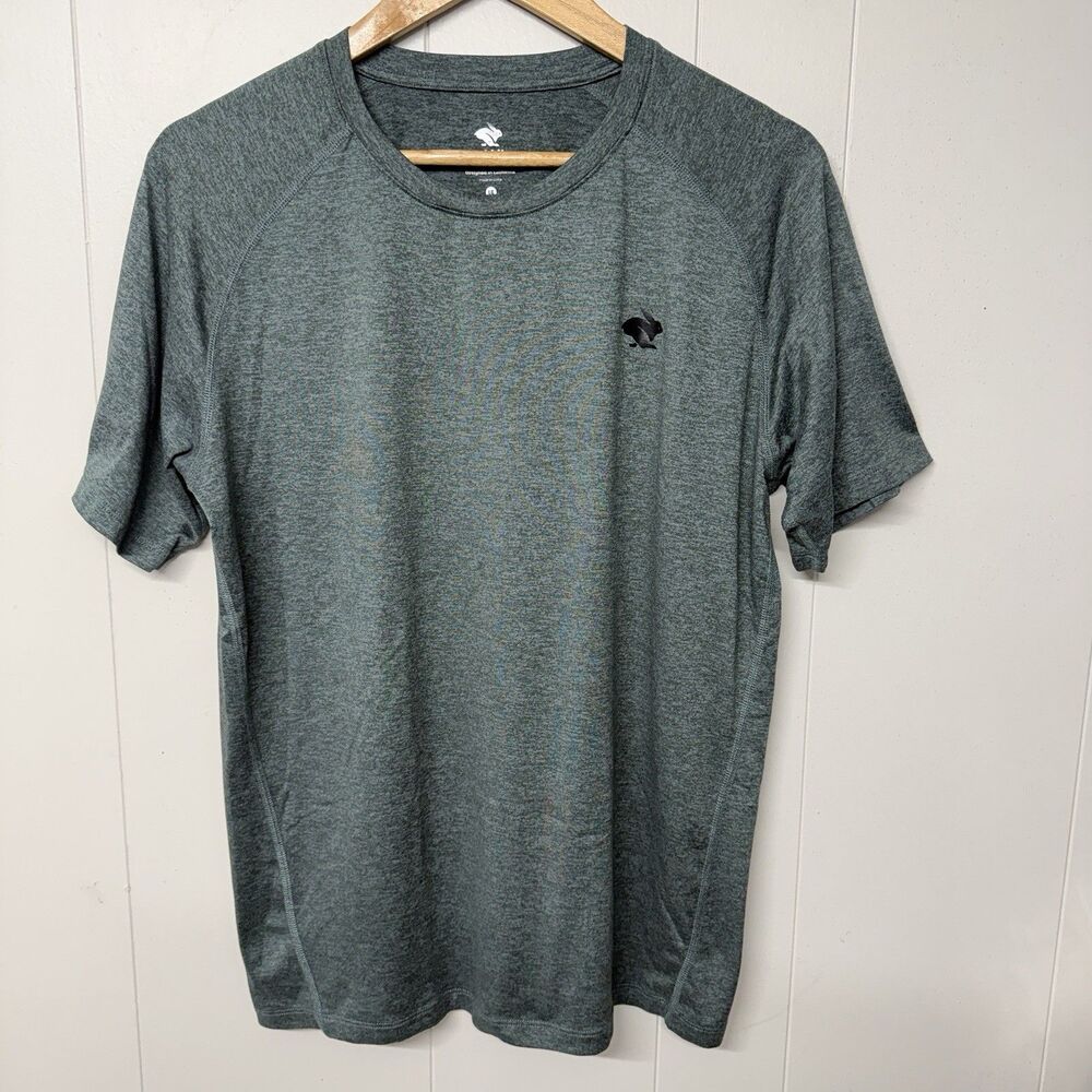 Rabbit EZ Tee Running Performance Green Short Sleeve T Shirt Men L EUC